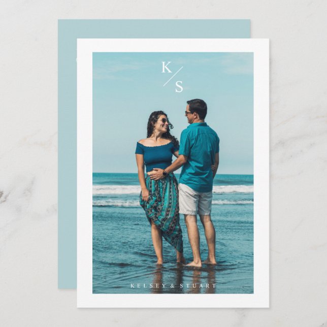 Trendy Simple Modern Custom Photo Couple Wedding (Frente/Verso)