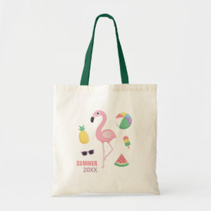Trendy Summer Pink Flamingo Luau Girls Beach Bolsa