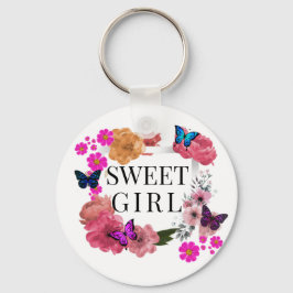 Trendy Sweet Girl Button Chaveiro
