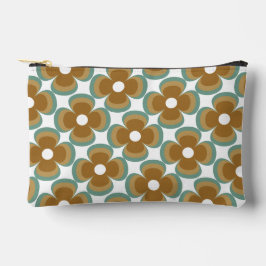 Trendy Teal Caramel Retro Groovy Flowers Seamless