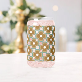 Trendy Teal Caramel Retro Groovy Flowers Seamless