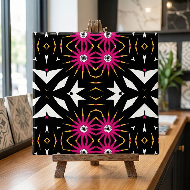 Trendy Tribal Abstrato preto e rosa Geométrico (Criador carregado)