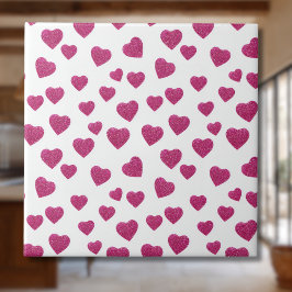 Trendy Valentine Pink Glitter Hearts on White