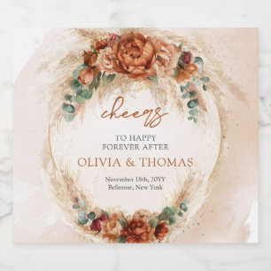 Trendy watercolor terracotta rusty pampas