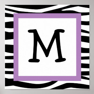 Trendy Zebra Print Nursery Wall Art Name Impressão