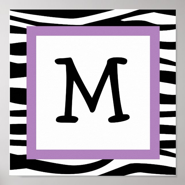 Trendy Zebra Print Nursery Wall Art Name Impressão (Frente)