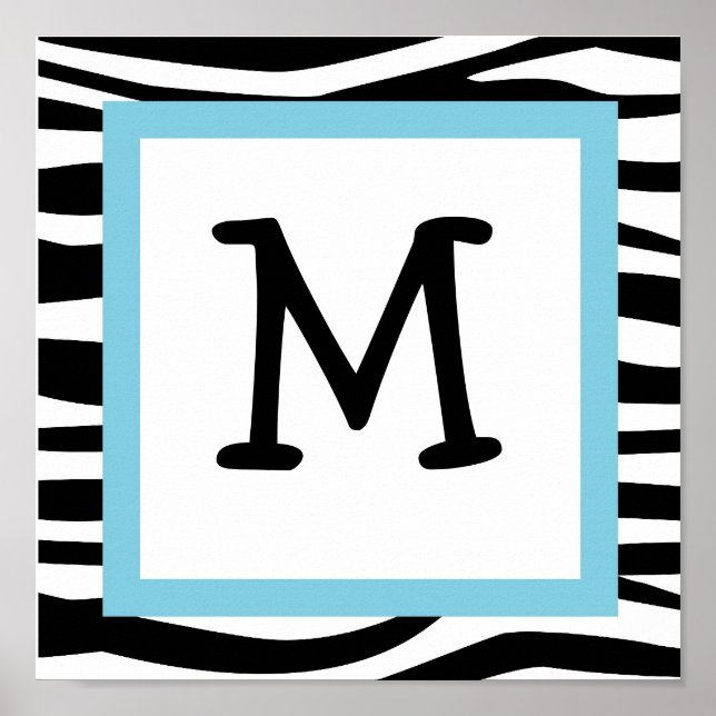 Trendy Zebra Print Nursery Wall Art Name Impressão (Frente)
