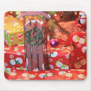 Trenó de Natal com o mouse Pad de coroa