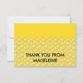 Trens Amarelos Fofos em Cartão de Agradecimento
