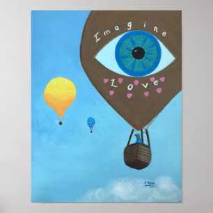 Três Balões de Ar Quente Imagine Posters De Amor