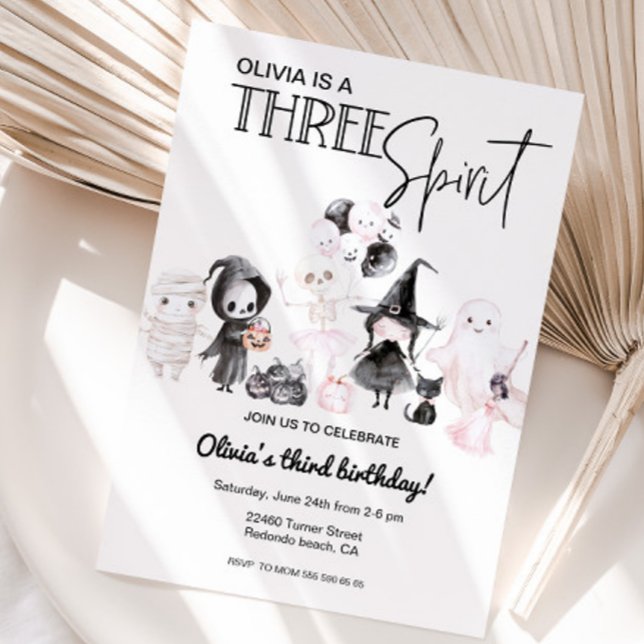 Três bebidas espirituosas, convite de halloween, a (Halloween birthday invitaiton, three spirit, 3rd birthday)