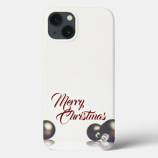 Três bolas de natal em frente a um fundo claro (Verso)