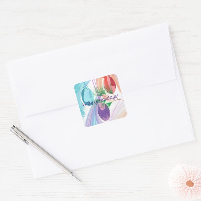 Três Bolas de Natal Felicidades Adesivos de Natal (Envelope)