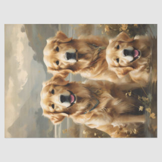 Três Cães Retriever Dourados Papel de Seda Retrato