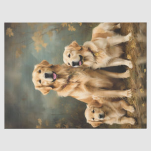 Três Cães Retriever Dourados Papel de Seda Retrato