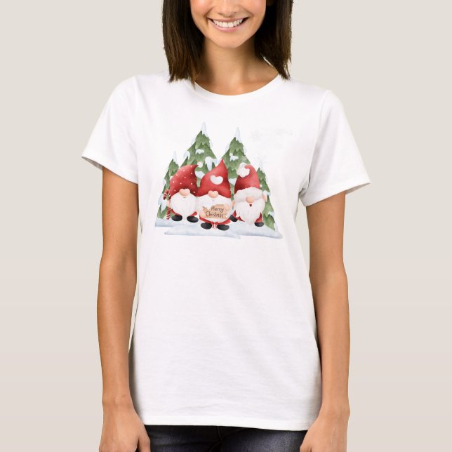 Três camisetas de Natal Gnomo (Frente)
