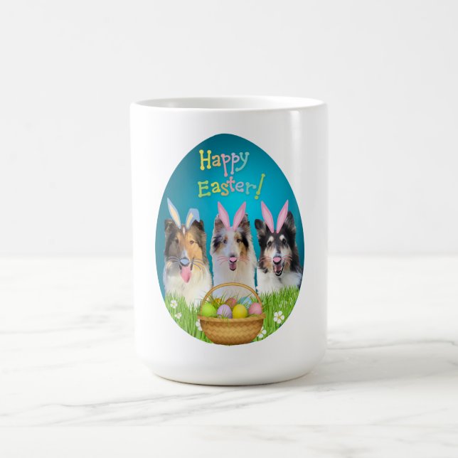 Três canecas de café de Páscoa Collie (Centro)
