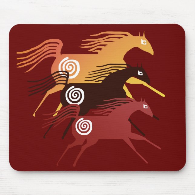Três cavalos antigos Mousepad (Frente)