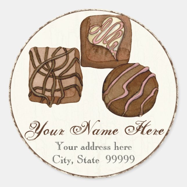 Três Chocolates suculentos, adesivos para endereço (Frente)