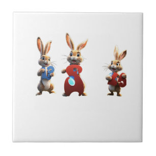 Três Coelhos de Desenho Animado Segurando uma Plac