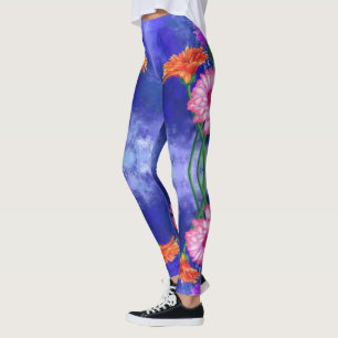 Três cores: leggings gerberas