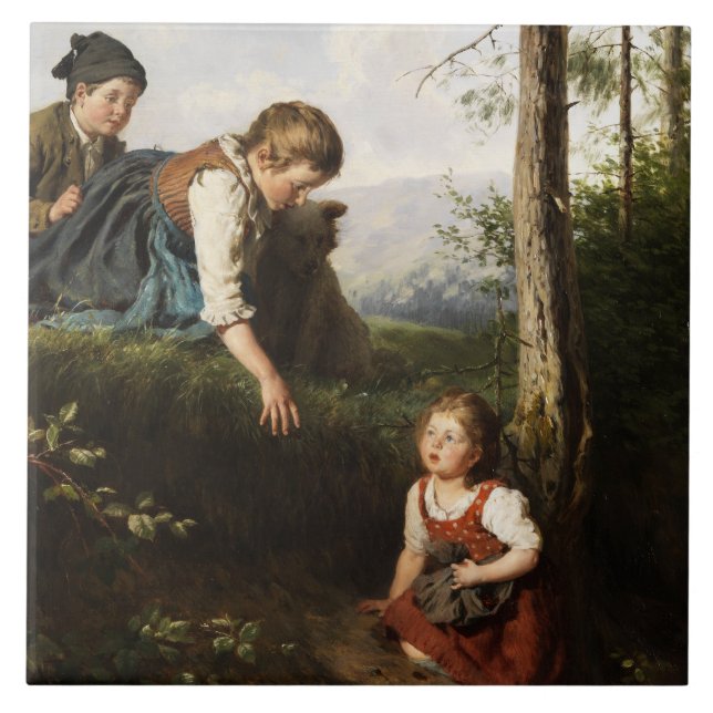 Três Crianças Escolhendo Cerejas Selvagens na Flor (Frente)