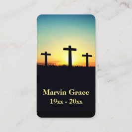 Três Cruzamentos Cartão de Oração Funeral Sunset