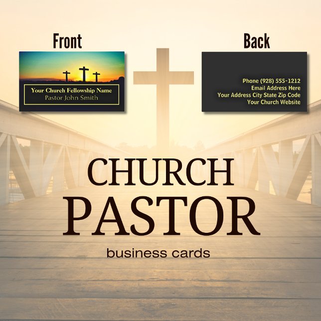 Três Cruzes Cartões de visitas Pastores (Sunset Three Crosses Church Pastor Cards)