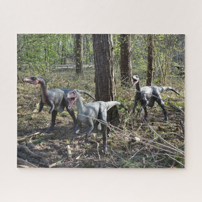 Três Dinossauros em Execução Quebra-cabeça (Horizontal)