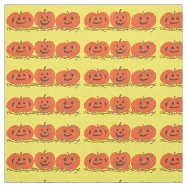 Três Felizes Tecido de Halloween de Pumpkins (Modelo)