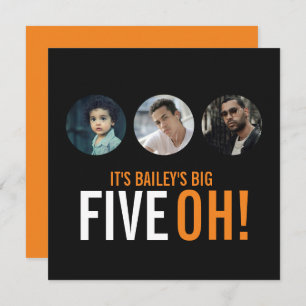 Três fotos 50th FIVEOH! convites para o aniversári