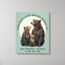 Três Gerações Família Urso Canvas Personalizado