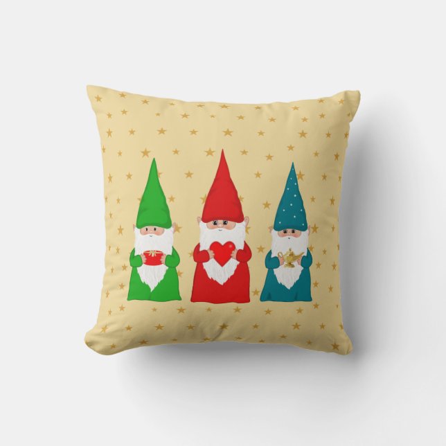 Três Gnomos de Natal & almofada de lançamento de e (Frente)
