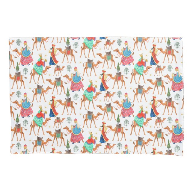 Três homens sábios reis e camelos por toda a impre (Frente)