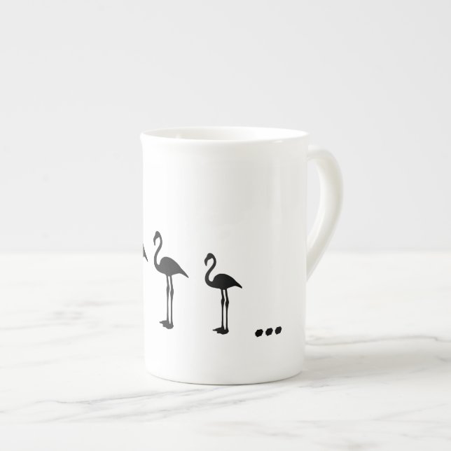 Três pássaros flamingo e caneca / xícara de pontos (Frente Esquerda)