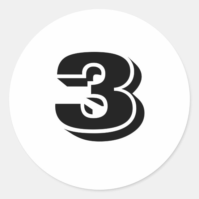 Três pequenos adesivos redondos com número branco  (Frente)