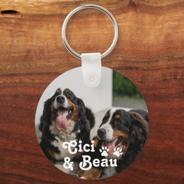 Três Pets personalizados Foto-Cães Chaveiro (Frente)