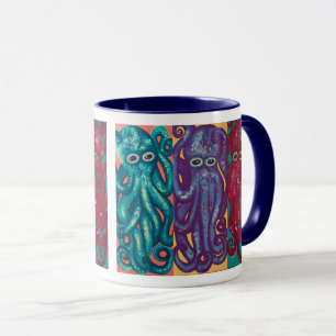 "Três Polvos numa Caixa" Caneca de Bebida