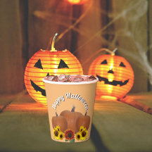 Três Pumpkins de Laranja e Sunflower Halloween