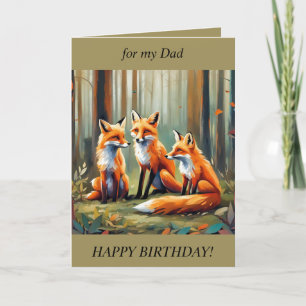 Três raposas no Cartão de Aniversário da floresta