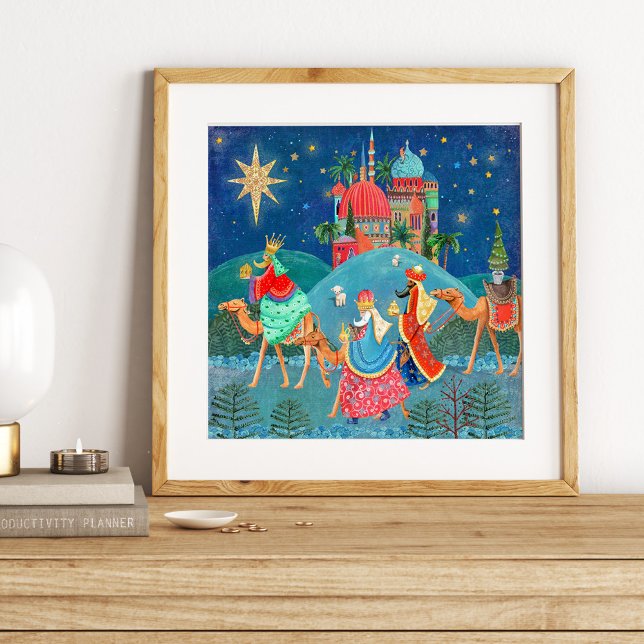 Três Reis | Feriado de Natal | Poster (Cute Three Wise Men Christmas Poster)