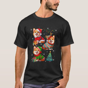 Três renas de Natal Elfo Corgis vestindo suéter Ow