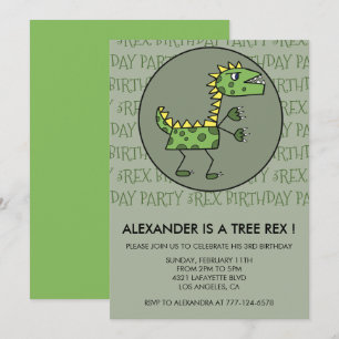 Três rex convite de aniversário dinossauro 3º meni