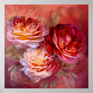 Três rosas - vermelho - poster das belas artes