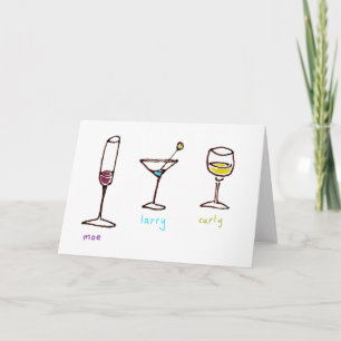Três Stooges de Bebidas de Desenho Animado Cartão