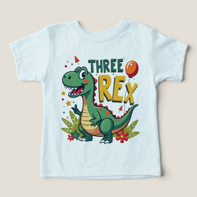 Três T-Shirt Rex: três anos de diversão de Dino! (Design frontal)