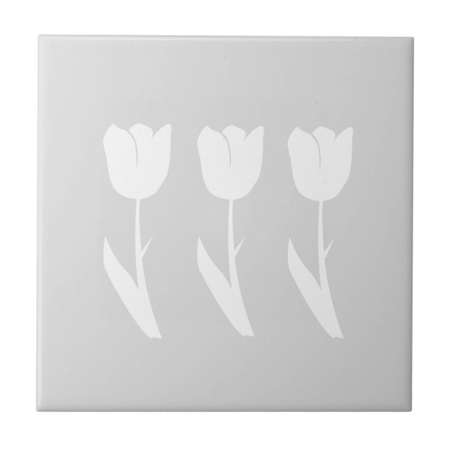Três tulipas em cinzento e em branco (Frente)