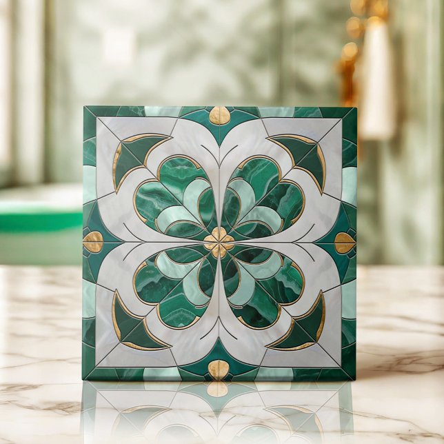 Trevo de quatro folhas - Mármore Verde e Pérola (Criador carregado)