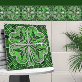 Trevo de quatro folhas - Mármore Verde e Pérola