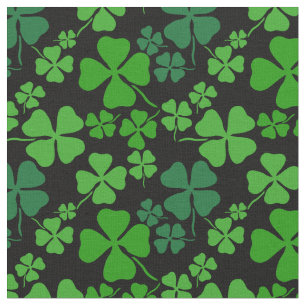 Trevo irlandês, preto, impressão verde do tecido